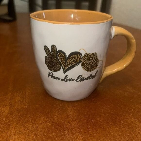 Home Essentials Other - Peace Love Essential Home Essentials Beige & Yellow Ceramic Coffee Mug 12 Oz